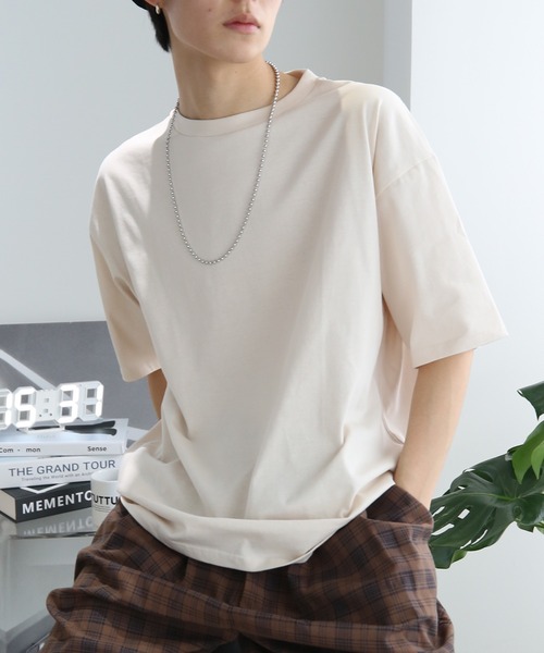 TUTTU（トゥトゥ）の「ベーシック ルーズシルエット無地Tシャツ（Tシャツ/カットソー・メンズ・ホワイト/ベージュ/アイボリー/スカイブルー/ブラック/チャコール/グレイッシュベージュ/ミント・M/L）」の3枚目の写真