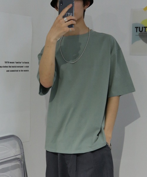 TUTTU（トゥトゥ）の「ベーシック ルーズシルエット無地Tシャツ（Tシャツ/カットソー・メンズ・ホワイト/ベージュ/アイボリー/スカイブルー/ブラック/チャコール/グレイッシュベージュ/ミント・M/L）」の7枚目の写真