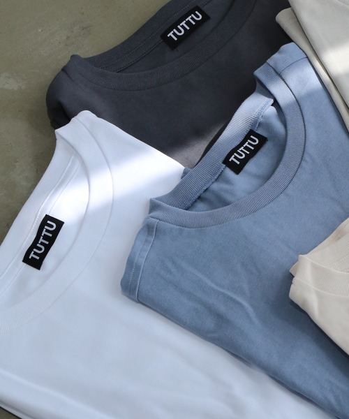 TUTTU（トゥトゥ）の「ベーシック ルーズシルエット無地Tシャツ（Tシャツ/カットソー・メンズ・ホワイト/ベージュ/アイボリー/スカイブルー/ブラック/チャコール/グレイッシュベージュ/ミント・M/L）」の15枚目の写真