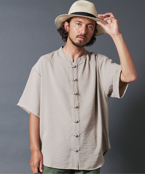 THE TWENTYSEVEN（ザ トゥエンティーセブン）の「The TWENTYSEVEN:チャイナシャツショートスリーブ（シャツ/ブラウス・メンズ・ホワイト/ブラック/ベージュ・M/L）」の3枚目の写真