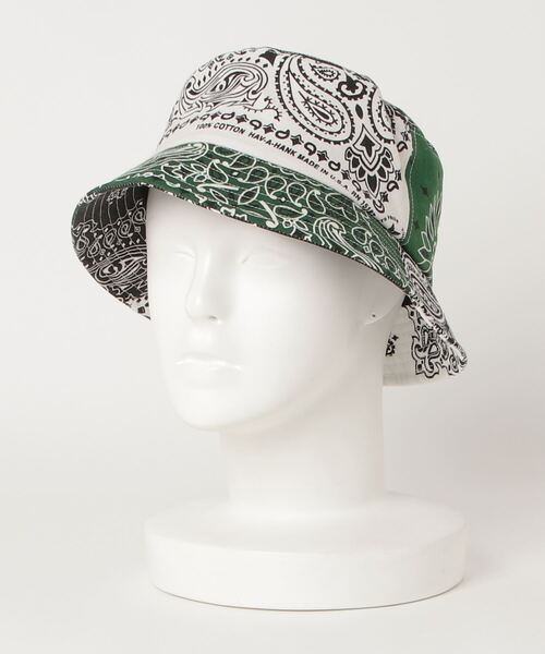 yield(イールド)の「【yield select】BANDANA REMAKE BUCKET HAT / USA製 バンダナ 日本製 リメイク バケット ハット アウトドア JPUS-01(ハット・メンズ・ホワイト/ネイビー/オリーブ/ピンク/ターコイズブルー/オレンジ・FREE)」の2枚目の写真