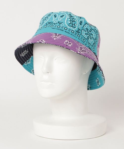 yield(イールド)の「【yield select】BANDANA REMAKE BUCKET HAT / USA製 バンダナ 日本製 リメイク バケット ハット アウトドア JPUS-01(ハット・メンズ・ホワイト/ネイビー/オリーブ/ピンク/ターコイズブルー/オレンジ・FREE)」の4枚目の写真