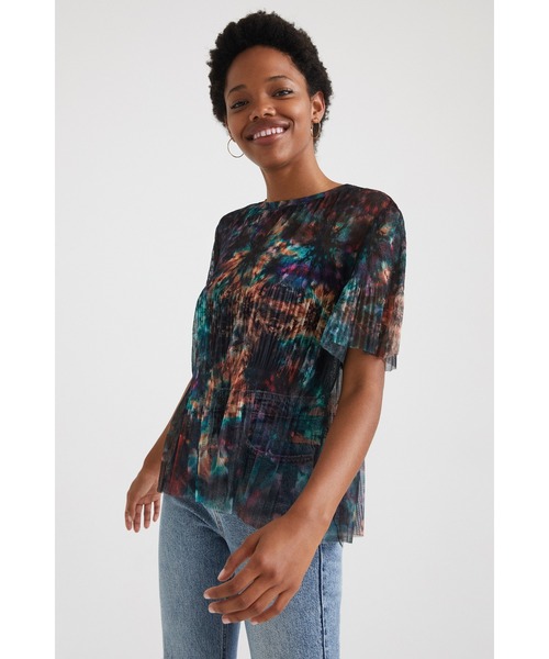Desigual(デシグアル)の「タイダイ柄 メッシュTシャツ FLORENCE NIGHTINGALE(Tシャツ/カットソー・レディース・グリーン・L/S/SS/2L/M)」の3枚目の写真