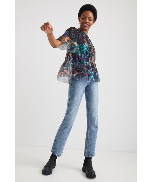 Desigual(デシグアル)の「タイダイ柄 メッシュTシャツ FLORENCE NIGHTINGALE(Tシャツ/カットソー・レディース・グリーン・L/S/SS/2L/M)」の2枚目の写真