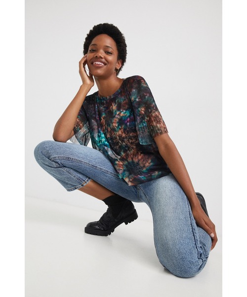 Desigual(デシグアル)の「タイダイ柄 メッシュTシャツ FLORENCE NIGHTINGALE(Tシャツ/カットソー・レディース・グリーン・L/S/SS/2L/M)」の5枚目の写真