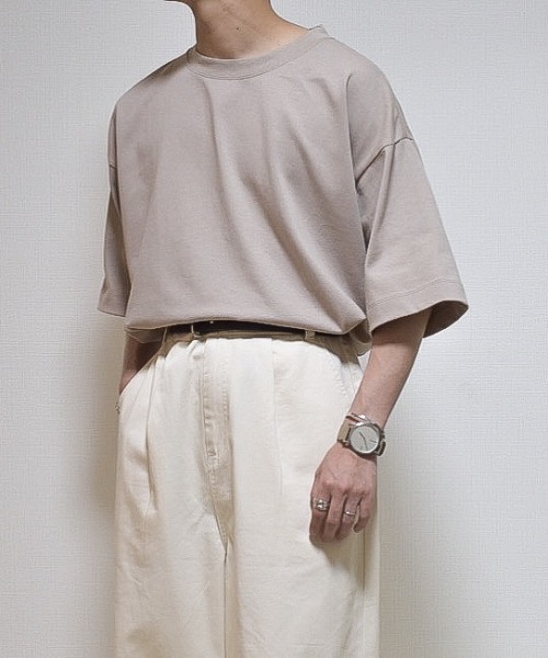 INTER FACTORY（インターファクトリー）の「ファッションインフルエンサー たいが - クルーネックオーバーサイズTシャツ　made in INTER FACTORY（Tシャツ/カットソー・メンズ・ホワイト/ブラック/ベージュ・MEDIUM/LARGE）」の9枚目の写真