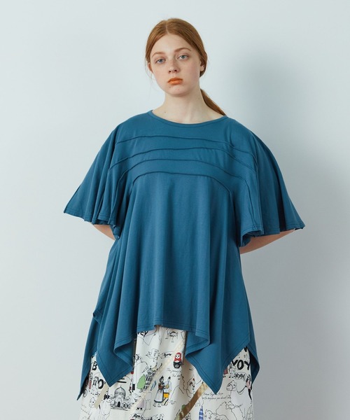 FRAPBOIS（フラボア）の「ピンカット カットソー（Tシャツ/カットソー・レディース・ベージュ/エメラルド・1）」の2枚目の写真