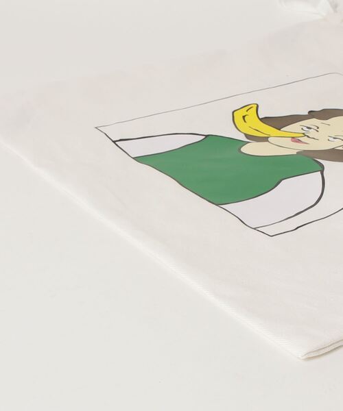 WEGO GRAPHICS(ウィゴーグラフィックス)の「∴WEGO/mokaコラボ巾着トート(トートバッグ・メンズ・ホワイト/グリーン・FREE)」の4枚目の写真