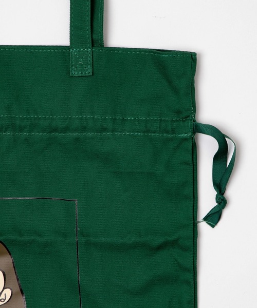 WEGO GRAPHICS(ウィゴーグラフィックス)の「∴WEGO/mokaコラボ巾着トート(トートバッグ・メンズ・ホワイト/グリーン・FREE)」の15枚目の写真