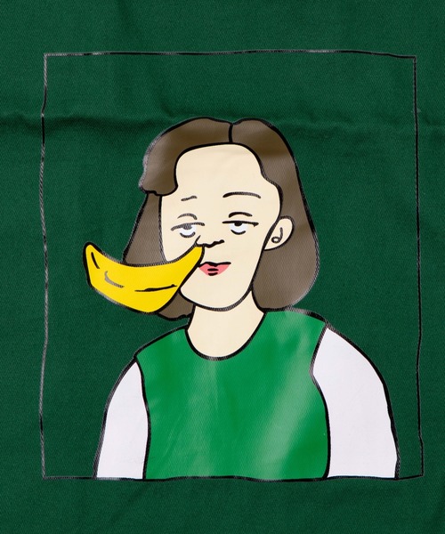 WEGO GRAPHICS(ウィゴーグラフィックス)の「∴WEGO/mokaコラボ巾着トート(トートバッグ・メンズ・ホワイト/グリーン・FREE)」の17枚目の写真