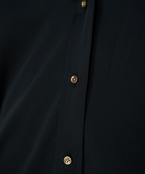 美品＊Loungedress サテンBIGシャツワンピース 金ボタン Loungedress】サテンBIGシャツワンピース | OUTLET(アウトレット