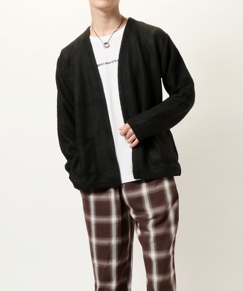 TopIsm(トップイズム)の「アンサンブル 長袖ニットカーディガン&ロングTシャツ(アンサンブル・メンズ・ブラック/ブラック系その他/ダークベージュ・LL/M/L)」の7枚目の写真