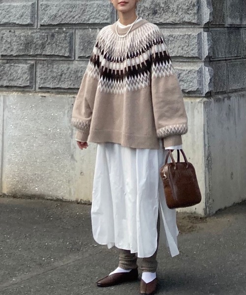 CORNERS(コーナーズ)の「CORNERS by KR ノルディックニット(ニット/セーター・レディース・ブラック/ブラウン/アイボリー/グレイッシュベージュ・L/M)」の1枚目の写真