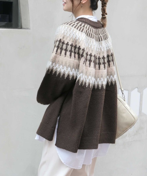 CORNERS(コーナーズ)の「CORNERS by KR ノルディックニット(ニット/セーター・レディース・ブラック/ブラウン/アイボリー/グレイッシュベージュ・L/M)」の20枚目の写真