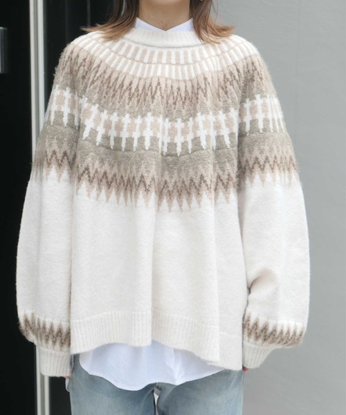 CORNERS(コーナーズ)の「CORNERS by KR ノルディックニット(ニット/セーター・レディース・ブラック/ブラウン/アイボリー/グレイッシュベージュ・L/M)」の17枚目の写真