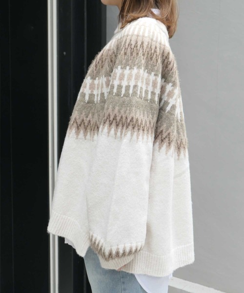 CORNERS(コーナーズ)の「CORNERS by KR ノルディックニット(ニット/セーター・レディース・ブラック/ブラウン/アイボリー/グレイッシュベージュ・L/M)」の6枚目の写真