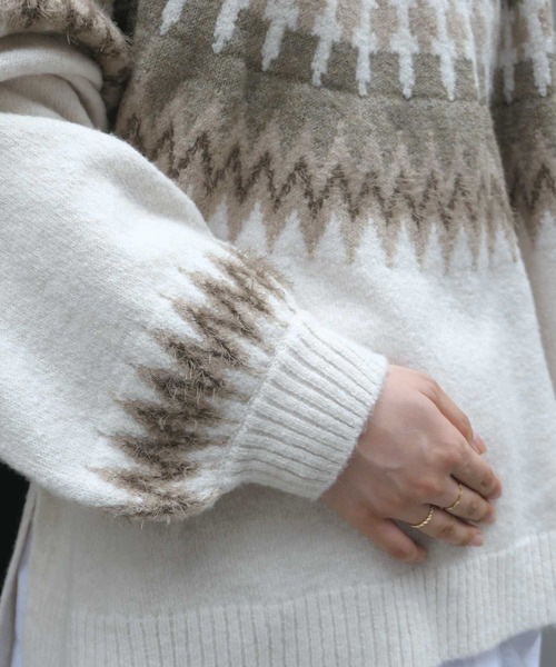 CORNERS(コーナーズ)の「CORNERS by KR ノルディックニット(ニット/セーター・レディース・ブラック/ブラウン/アイボリー/グレイッシュベージュ・L/M)」の13枚目の写真