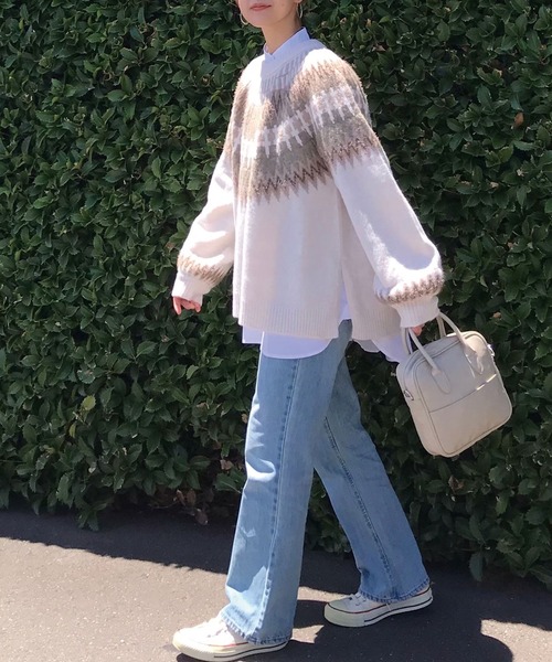 CORNERS(コーナーズ)の「CORNERS by KR ノルディックニット(ニット/セーター・レディース・ブラック/ブラウン/アイボリー/グレイッシュベージュ・L/M)」の5枚目の写真