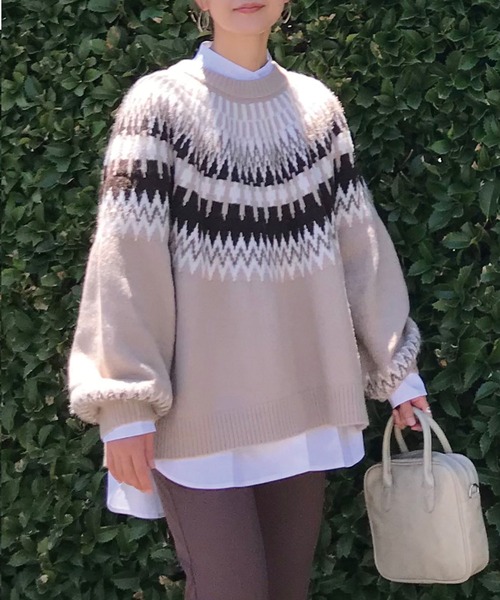 CORNERS(コーナーズ)の「CORNERS by KR ノルディックニット(ニット/セーター・レディース・ブラック/ブラウン/アイボリー/グレイッシュベージュ・L/M)」の14枚目の写真