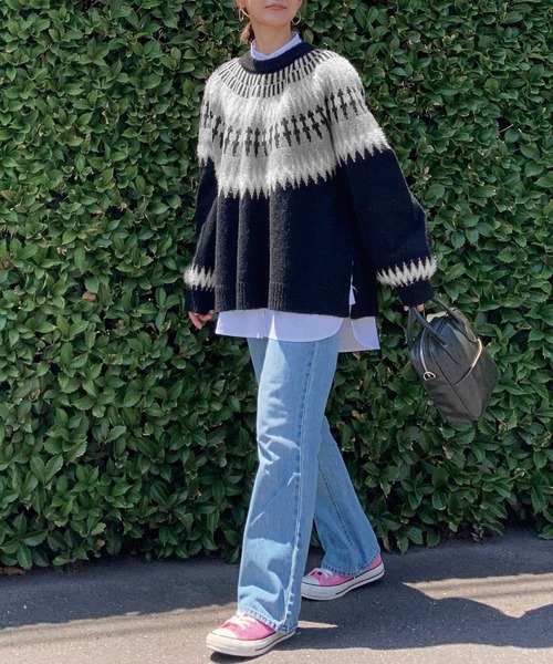 CORNERS(コーナーズ)の「CORNERS by KR ノルディックニット(ニット/セーター・レディース・ブラック/ブラウン/アイボリー/グレイッシュベージュ・L/M)」の22枚目の写真