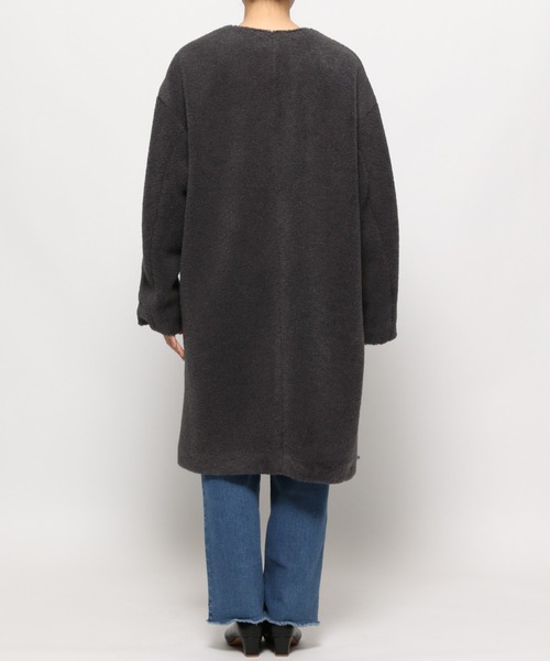 LEPSIM（レプシィム）の「Ｖネックボアロングコート　953522（ノーカラーコート・レディース・ブラウン/グリーン/チャコールグレー/グレイッシュベージュ・MEDIUM/LARGE）」の18枚目の写真