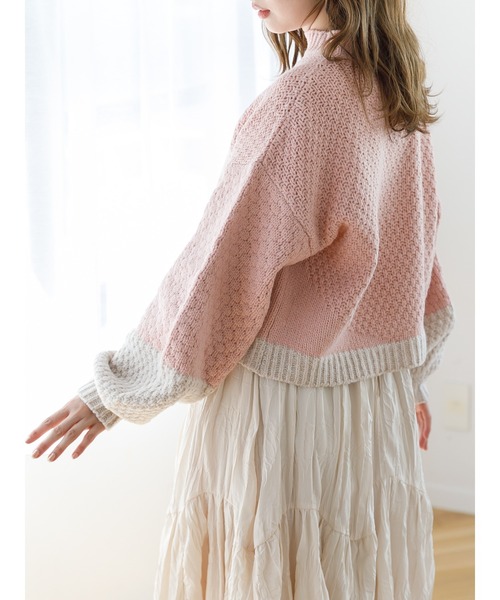 SLURR（スラ―）の「配色カノコ編みニット（再生ポリエステル）（ニット/セーター・レディース・ベージュ/オフホワイト/その他8・FREE）」の18枚目の写真