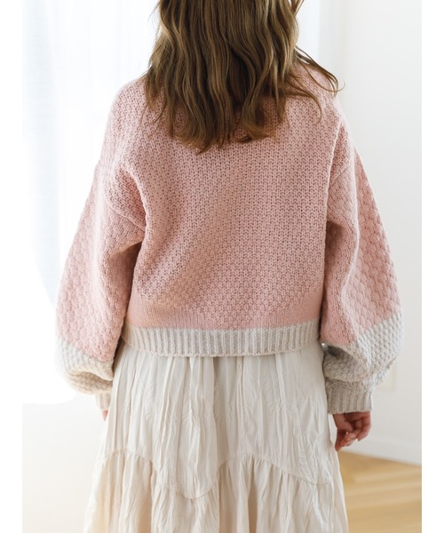 SLURR（スラ―）の「配色カノコ編みニット（再生ポリエステル）（ニット/セーター・レディース・ベージュ/オフホワイト/その他8・FREE）」の19枚目の写真