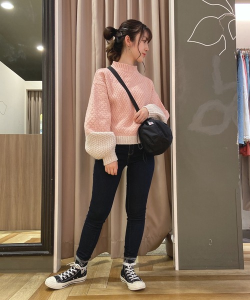 SLURR（スラ―）の「配色カノコ編みニット（再生ポリエステル）（ニット/セーター・レディース・ベージュ/オフホワイト/その他8・FREE）」の21枚目の写真