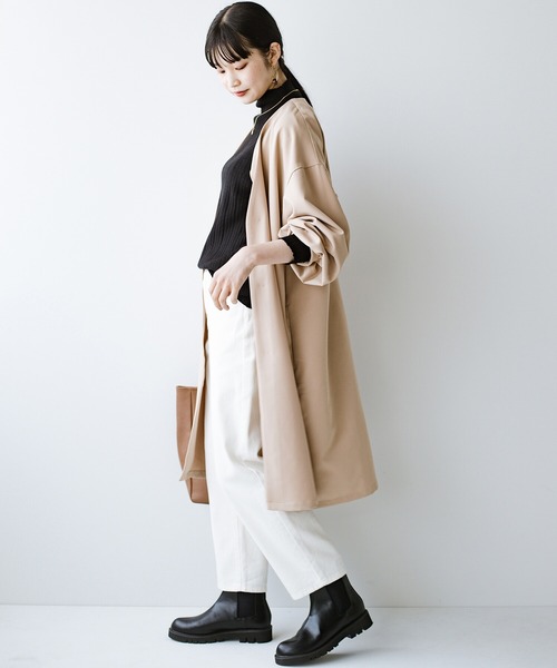 haco!（ハコ）の「【φ】ゆったりアイテムにも楽々羽織れる　ぽんわり袖が大人かわいいライトコート（ノーカラーコート・レディース・ベージュ・LARGE/MEDIUM/SMALL/X-LARGE）」の17枚目の写真