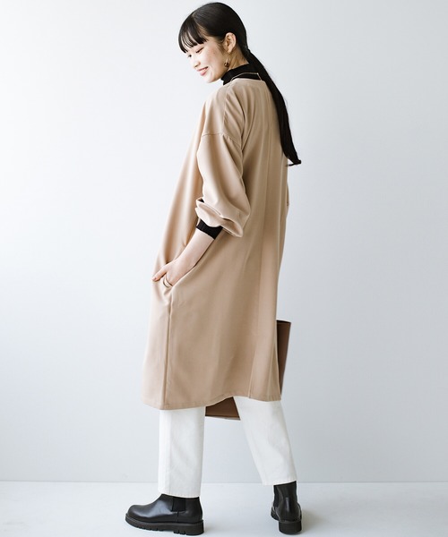 haco!（ハコ）の「【φ】ゆったりアイテムにも楽々羽織れる　ぽんわり袖が大人かわいいライトコート（ノーカラーコート・レディース・ベージュ・LARGE/MEDIUM/SMALL/X-LARGE）」の18枚目の写真
