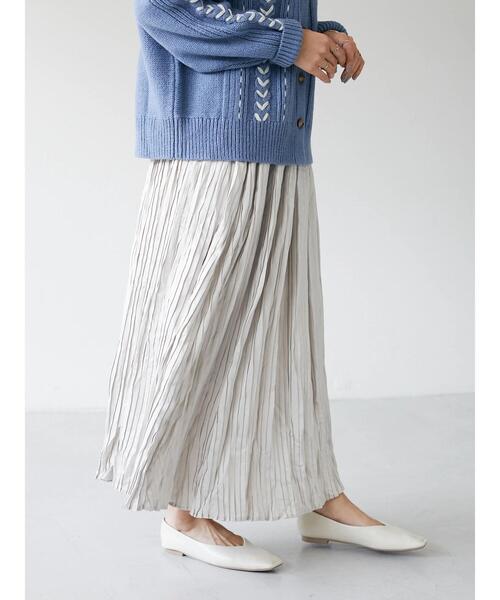 CRAFT STANDARD BOUTIQUE（クラフトスタンダードブティック）の「サテンプリーツスカート　＊（スカート・レディース・グレイッシュベージュ/ベージュ系その他3/ピンク系その他2/サックスブルー系1/ブルー・FREE）」の10枚目の写真
