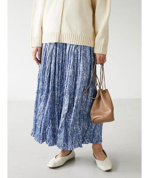 CRAFT STANDARD BOUTIQUE（クラフトスタンダードブティック）の「サテンプリーツスカート　＊（スカート・レディース・グレイッシュベージュ/ベージュ系その他3/ピンク系その他2/サックスブルー系1/ブルー・FREE）」の20枚目の写真