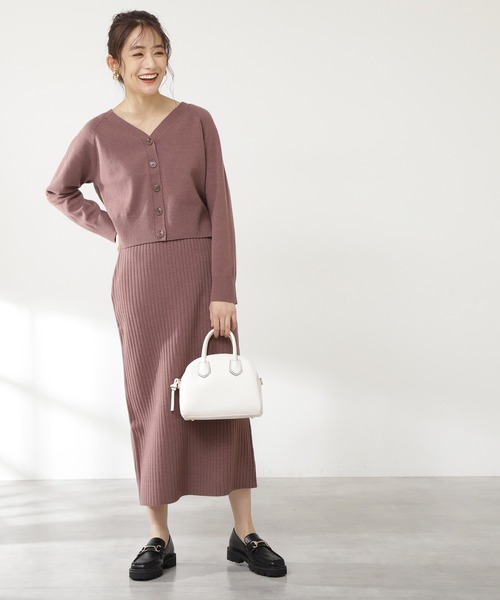 N.（N. Natural Beauty Basic）（エヌエヌナチュラルビューティーベーシック）の「◆ウォッシャブルニットカーディガンセットアップ（ワンピース・レディース・グレイッシュブルー/ナチュラル/ピンク・MEDIUM）」の4枚目の写真