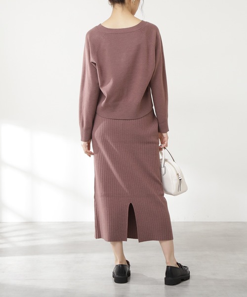 N.（N. Natural Beauty Basic）（エヌエヌナチュラルビューティーベーシック）の「◆ウォッシャブルニットカーディガンセットアップ（ワンピース・レディース・グレイッシュブルー/ナチュラル/ピンク・MEDIUM）」の9枚目の写真