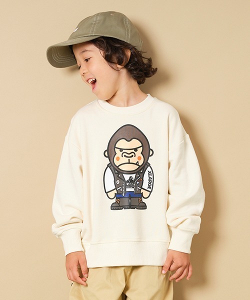 エクストララージ　キッズ ベビー　ワイドシルエットトレーナー XLARGE KIDS（エクストララージキッズ）の「パンクファニーゴリラ