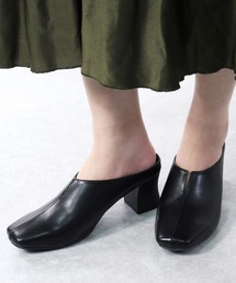 Liberty Doll / スクエアトゥ Vカット 5.5cmチャンキーヒール 美脚ミュール レディース パンプス サンダル オフィス 通勤 きれいめ (1163)