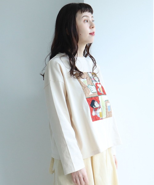 l'atelier du savon(アトリエドサボン)の「オンラインのみ会 ワッペン刺繍プルオーバー(Tシャツ/カットソー・レディース・グリーン/キナリ・FREE)」の8枚目の写真