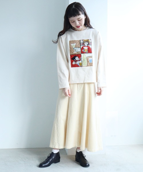 l'atelier du savon(アトリエドサボン)の「オンラインのみ会 ワッペン刺繍プルオーバー(Tシャツ/カットソー・レディース・グリーン/キナリ・FREE)」の19枚目の写真