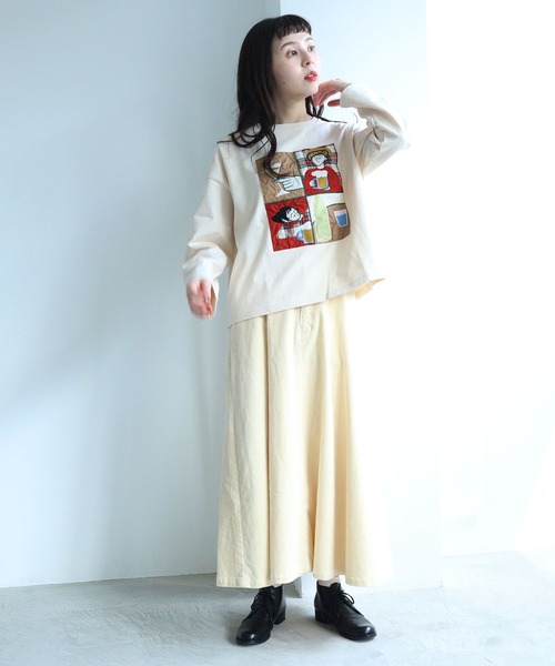 l'atelier du savon(アトリエドサボン)の「オンラインのみ会 ワッペン刺繍プルオーバー(Tシャツ/カットソー・レディース・グリーン/キナリ・FREE)」の4枚目の写真