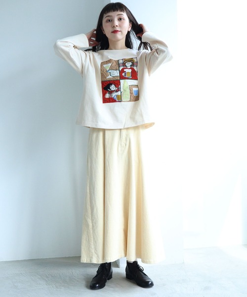 l'atelier du savon(アトリエドサボン)の「オンラインのみ会 ワッペン刺繍プルオーバー(Tシャツ/カットソー・レディース・グリーン/キナリ・FREE)」の9枚目の写真