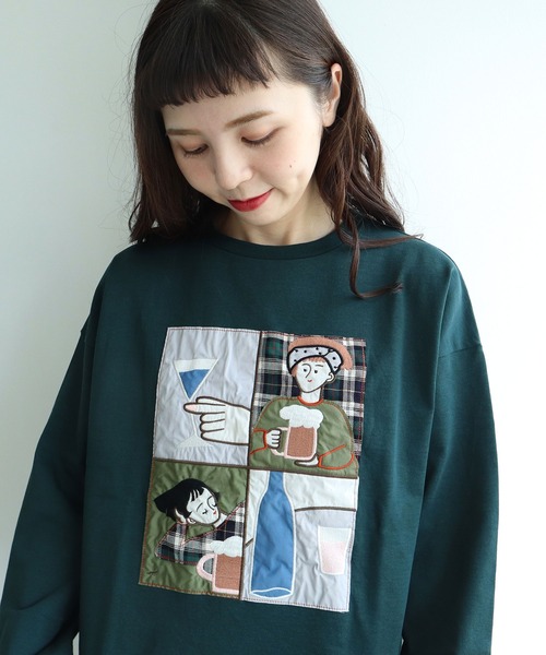 l'atelier du savon(アトリエドサボン)の「オンラインのみ会 ワッペン刺繍プルオーバー(Tシャツ/カットソー・レディース・グリーン/キナリ・FREE)」の20枚目の写真