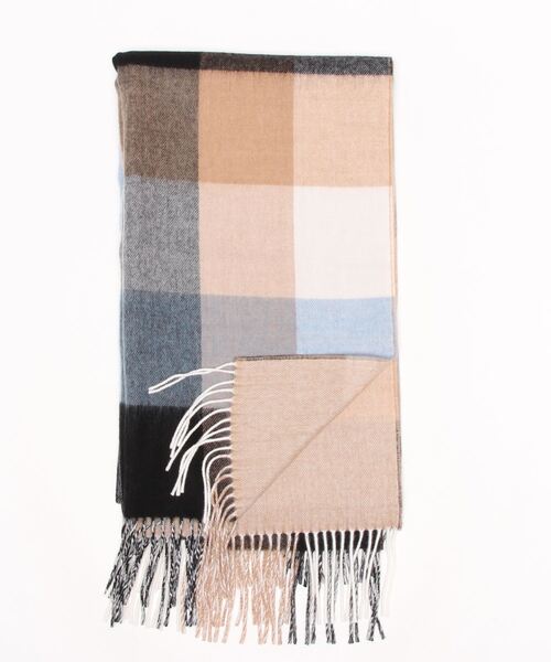 PUBLIC TOKYO（パブリックトウキョウ）の「リバーシブルチェックマフラー（マフラー・レディース・ブラウン/ブルー・FREE）」の3枚目の写真