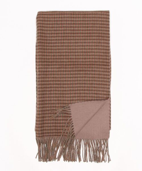 PUBLIC TOKYO（パブリックトウキョウ）の「リバーシブルチェックマフラー（マフラー・レディース・ブラウン/ブルー・FREE）」の4枚目の写真