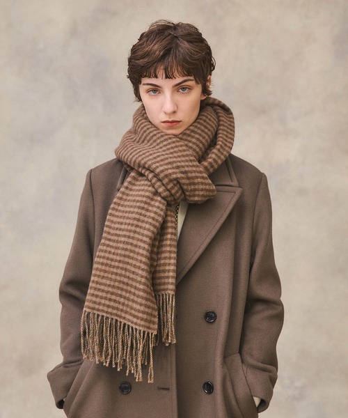 PUBLIC TOKYO（パブリックトウキョウ）の「リバーシブルチェックマフラー（マフラー・レディース・ブラウン/ブルー・FREE）」の9枚目の写真