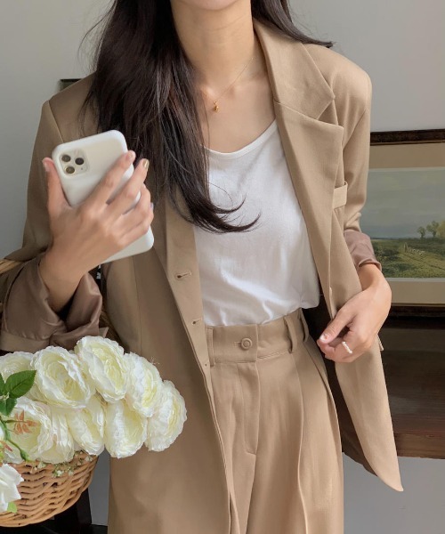 mood for a day(ムードフォーアデイ)の「biscuit set up / ジャケットアンドスラックスセットアップ(セットアップ・レディース・ベージュ・FREE)」の18枚目の写真