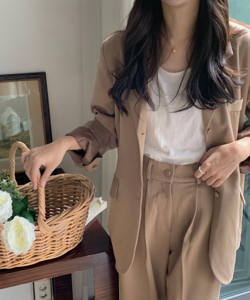 mood for a day(ムードフォーアデイ)の「biscuit set up / ジャケットアンドスラックスセットアップ(セットアップ・レディース・ベージュ・FREE)」の11枚目の写真