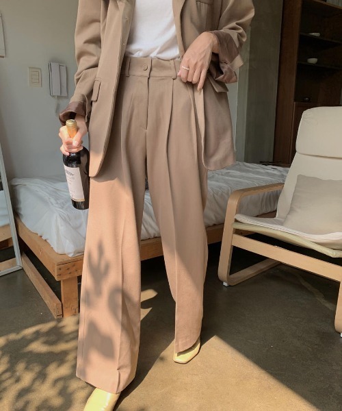 mood for a day(ムードフォーアデイ)の「biscuit set up / ジャケットアンドスラックスセットアップ(セットアップ・レディース・ベージュ・FREE)」の12枚目の写真