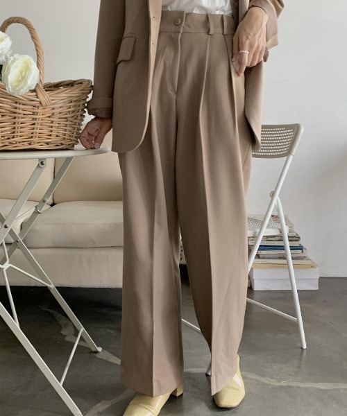 mood for a day(ムードフォーアデイ)の「biscuit set up / ジャケットアンドスラックスセットアップ(セットアップ・レディース・ベージュ・FREE)」の3枚目の写真