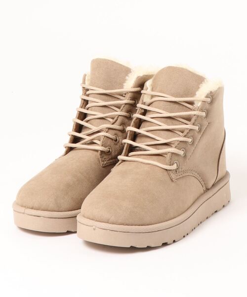 STYLEBLOCK（スタイルブロック）の「レースアップムートンブーツ（ブーツ・レディース・ブラウン/アイボリー/ブラック/グレー・36/38/40/37/39）」の2枚目の写真