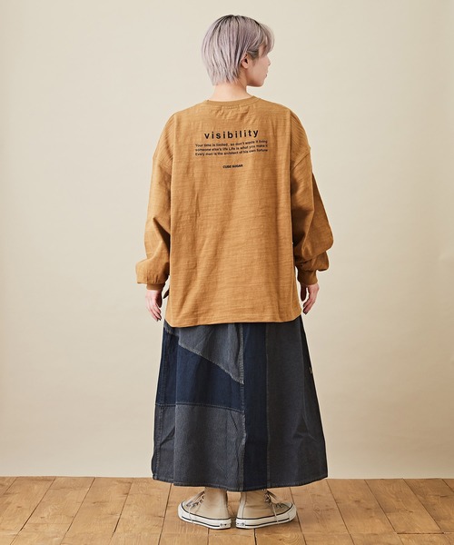 CUBE SUGAR（キューブシュガー）の「WEB限定オーバーダイロゴリメイクデニムスカート（デニムスカート・レディース・グレー/ベージュ・M）」の8枚目の写真